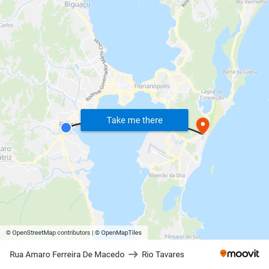 Rua Amaro Ferreira De Macedo to Rio Tavares map