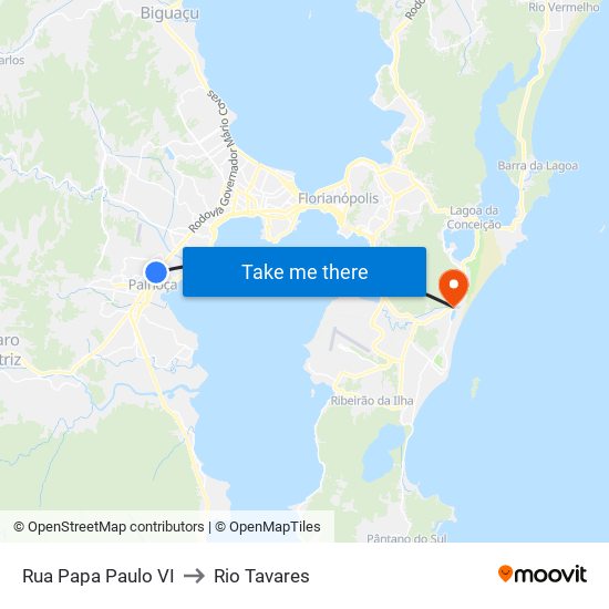Rua Papa Paulo VI to Rio Tavares map