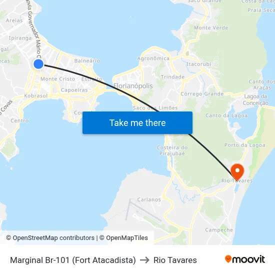 Marginal Br-101 (Fort Atacadista) to Rio Tavares map