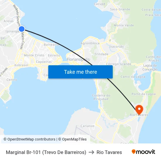Marginal Br-101 (Trevo De Barreiros) to Rio Tavares map