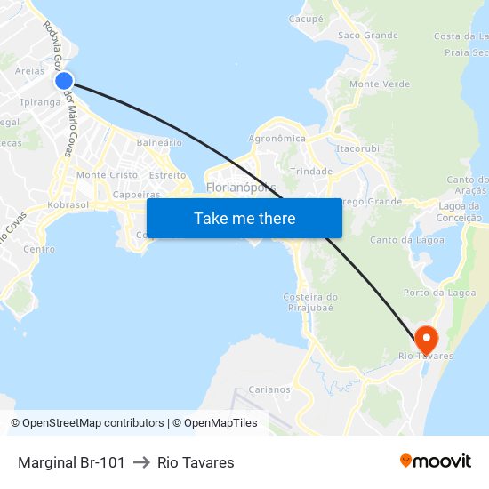 Marginal Br-101 to Rio Tavares map