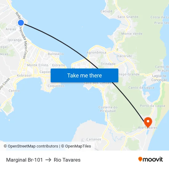Marginal Br-101 to Rio Tavares map