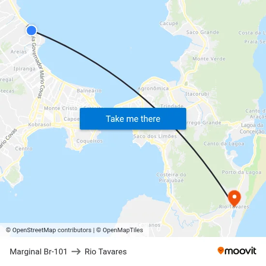 Marginal Br-101 to Rio Tavares map
