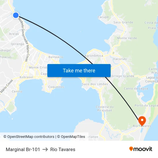 Marginal Br-101 to Rio Tavares map