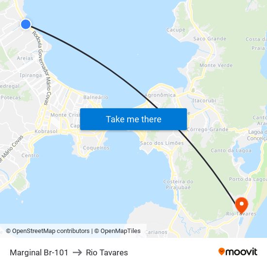 Marginal Br-101 to Rio Tavares map