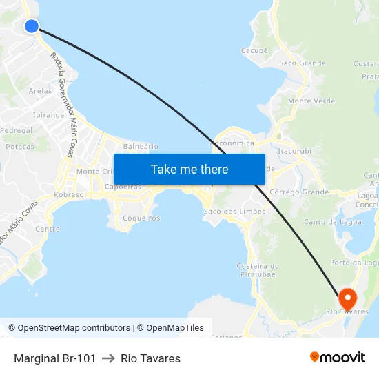 Marginal Br-101 to Rio Tavares map