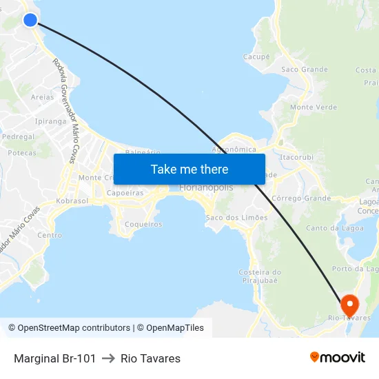 Marginal Br-101 to Rio Tavares map