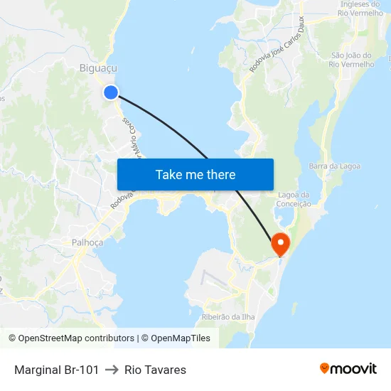 Marginal Br-101 to Rio Tavares map