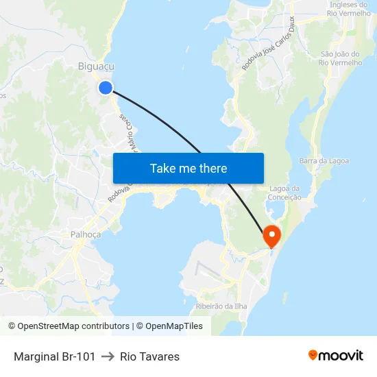 Marginal Br-101 to Rio Tavares map