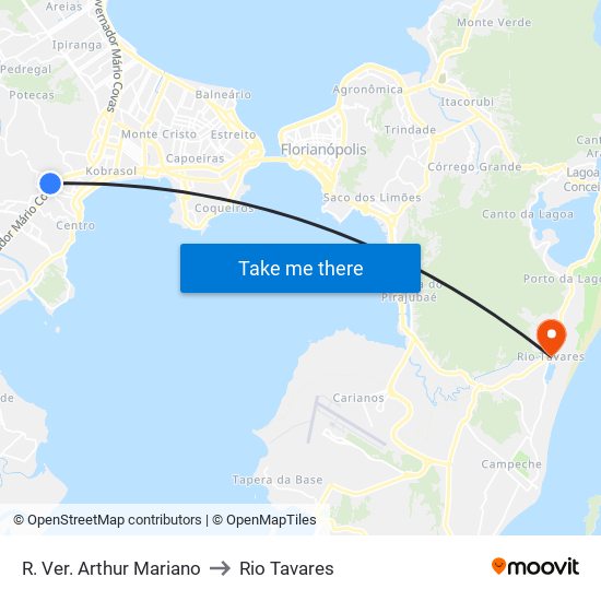 R. Ver. Arthur Mariano to Rio Tavares map