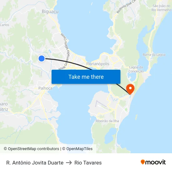 R. Antônio Jovita Duarte to Rio Tavares map