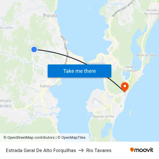 Estrada Geral De Alto Forquilhas to Rio Tavares map