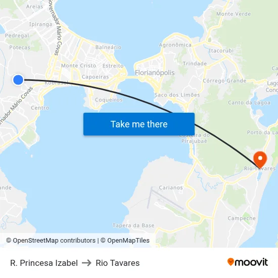 R. Princesa Izabel to Rio Tavares map