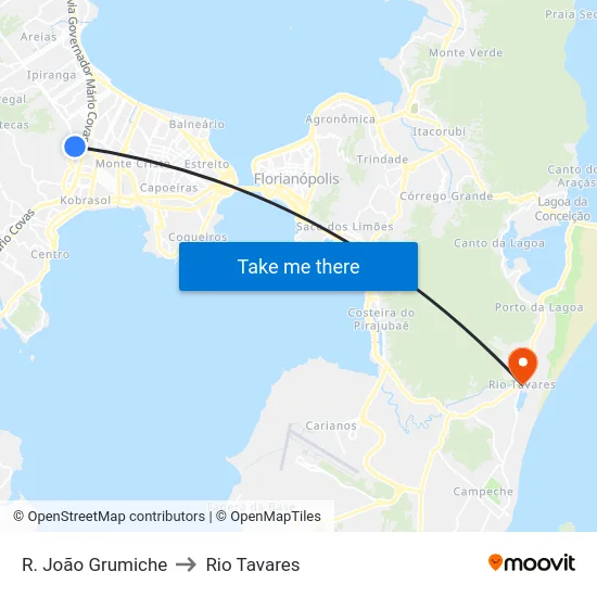 R. João Grumiche to Rio Tavares map