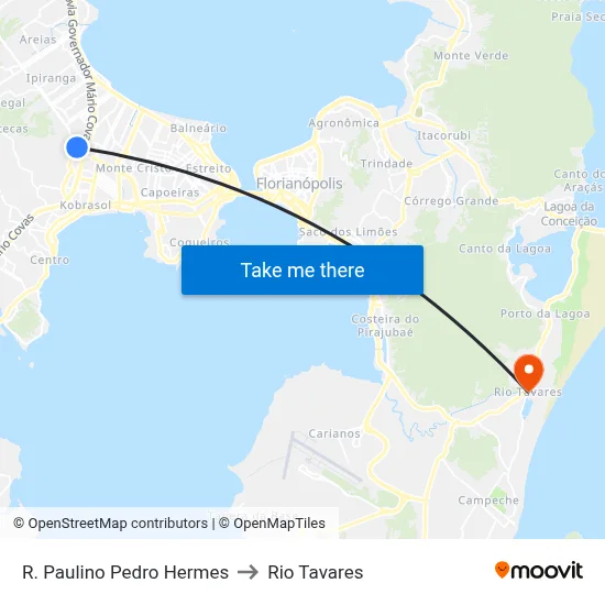R. Paulino Pedro Hermes to Rio Tavares map