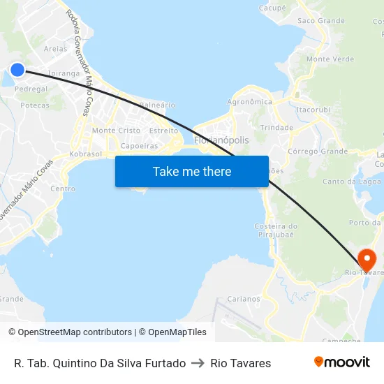 R. Tab. Quintino Da Silva Furtado to Rio Tavares map