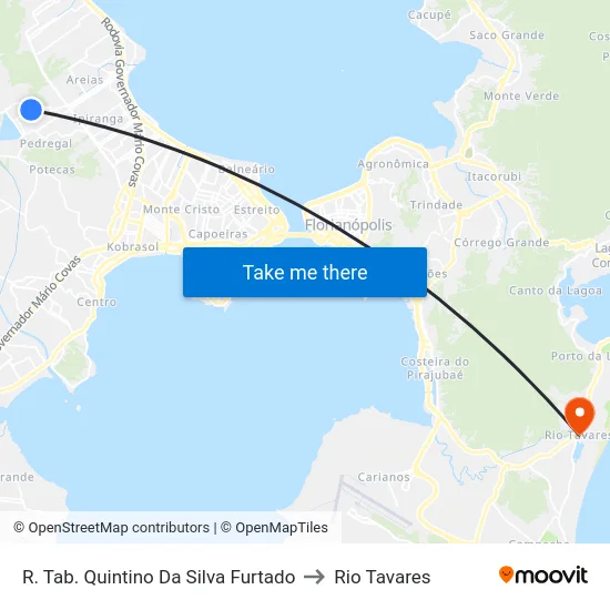 R. Tab. Quintino Da Silva Furtado to Rio Tavares map