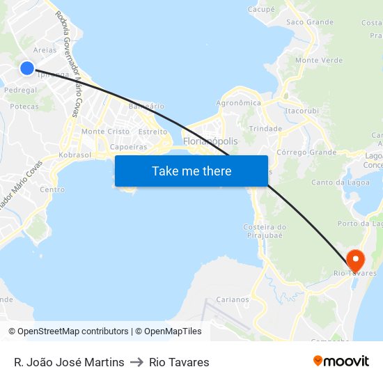 R. João José Martins to Rio Tavares map