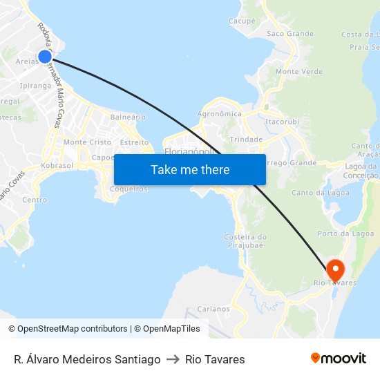 R. Álvaro Medeiros Santiago to Rio Tavares map