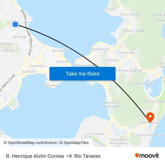 R. Henrique Alvim Correia to Rio Tavares map