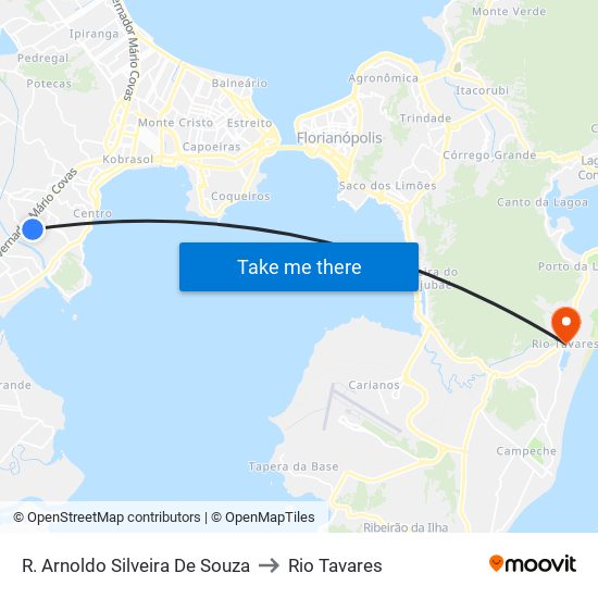 R. Arnoldo Silveira De Souza to Rio Tavares map