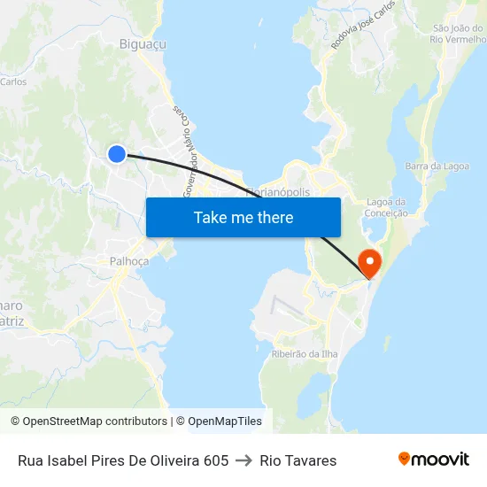 Rua Isabel Pires De Oliveira 605 to Rio Tavares map