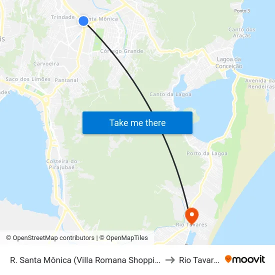 R. Santa Mônica (Villa Romana Shopping) to Rio Tavares map