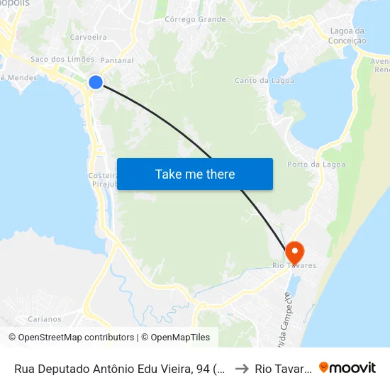 Rua Deputado Antônio Edu Vieira, 94 (001) to Rio Tavares map