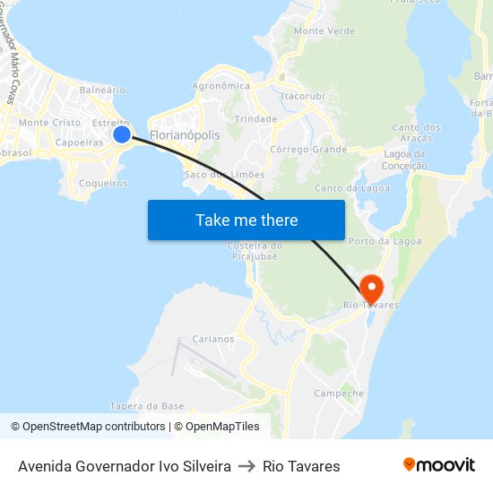 Avenida Governador Ivo Silveira to Rio Tavares map