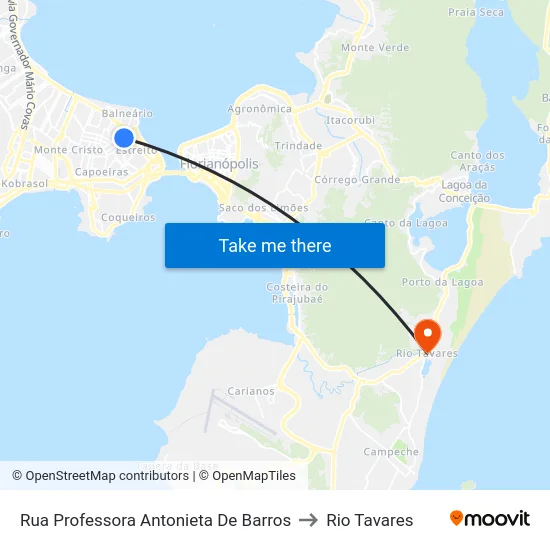 Rua Professora Antonieta De Barros to Rio Tavares map