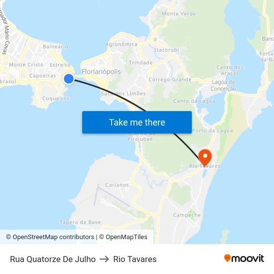 Rua Quatorze De Julho to Rio Tavares map