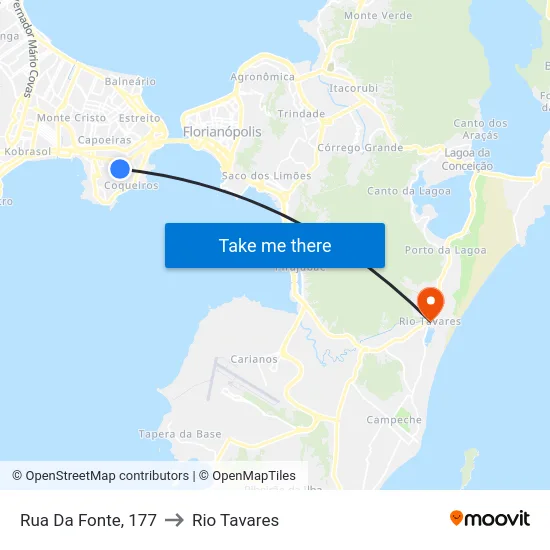 Rua Da Fonte, 177 to Rio Tavares map