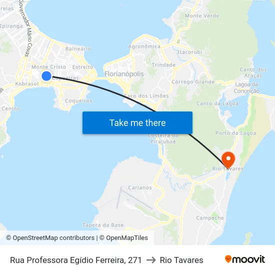 Rua Professora Egídio Ferreira, 271 to Rio Tavares map