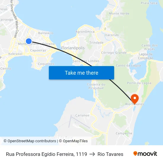 Rua Professora Egídio Ferreira, 1119 to Rio Tavares map