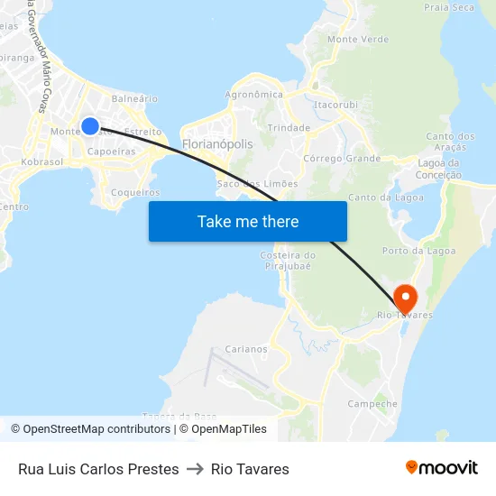Rua Luis Carlos Prestes to Rio Tavares map