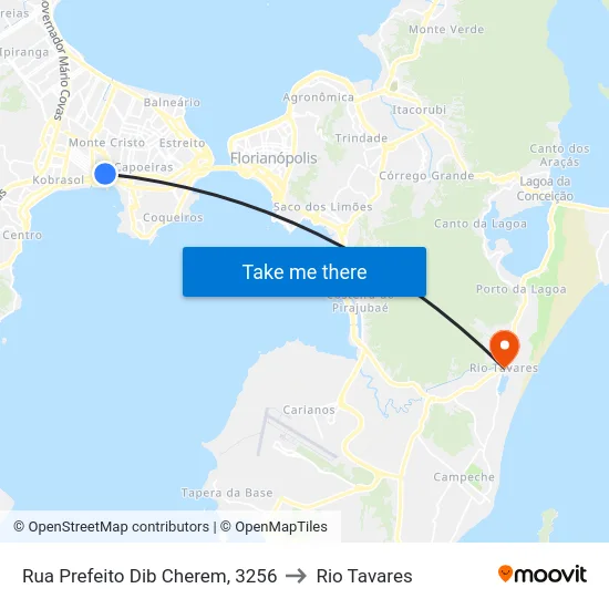 Rua Prefeito Dib Cherem, 3256 to Rio Tavares map