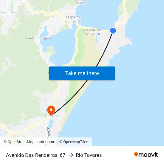 Avenida Das Rendeiras, 67 to Rio Tavares map