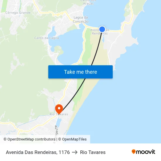 Avenida Das Rendeiras, 1176 to Rio Tavares map