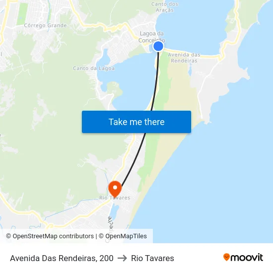 Avenida Das Rendeiras, 200 to Rio Tavares map