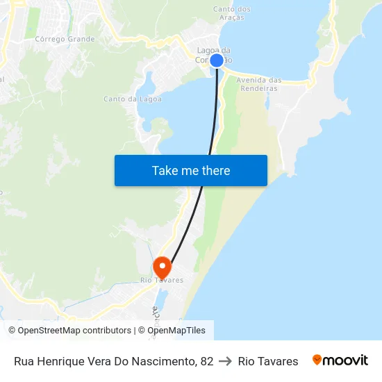 Rua Henrique Vera Do Nascimento, 82 to Rio Tavares map