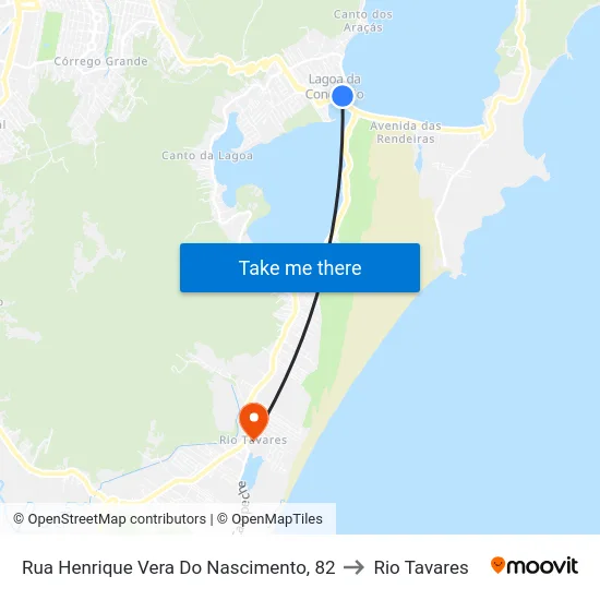 Rua Henrique Vera Do Nascimento, 82 to Rio Tavares map