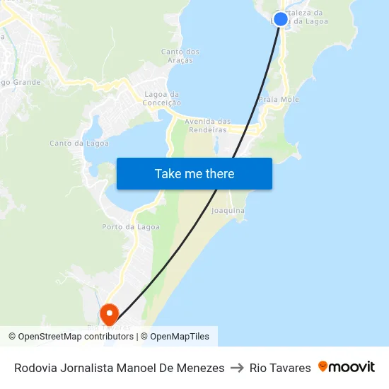 Rodovia Jornalista Manoel De Menezes to Rio Tavares map