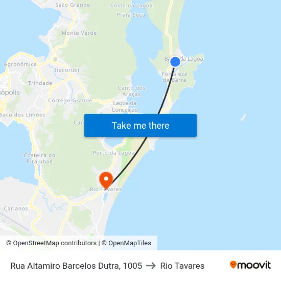 Rua Altamiro Barcelos Dutra, 1005 to Rio Tavares map