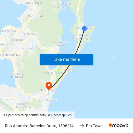 Rua Altamiro Barcelos Dutra, 1396/1429 to Rio Tavares map