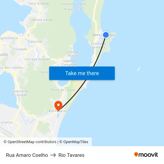 Rua Amaro Coelho to Rio Tavares map