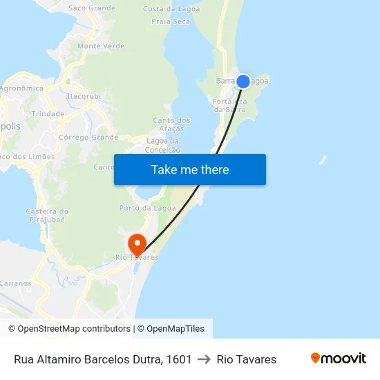 Rua Altamiro Barcelos Dutra, 1601 to Rio Tavares map