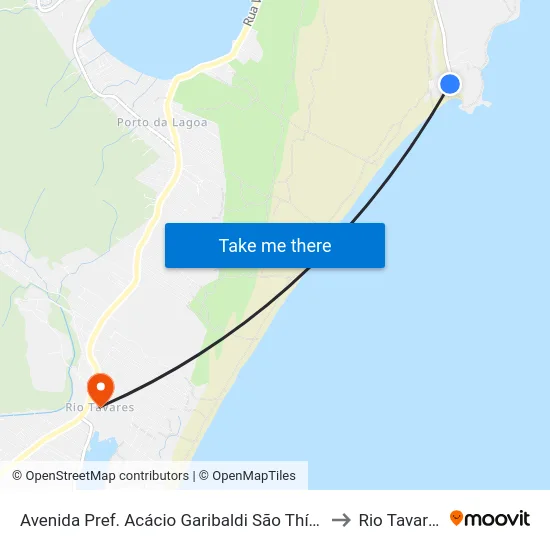 Avenida Pref. Acácio Garibaldi São Thíago to Rio Tavares map