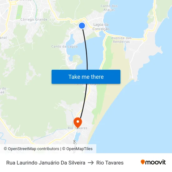 Rua Laurindo Januário Da Silveira to Rio Tavares map