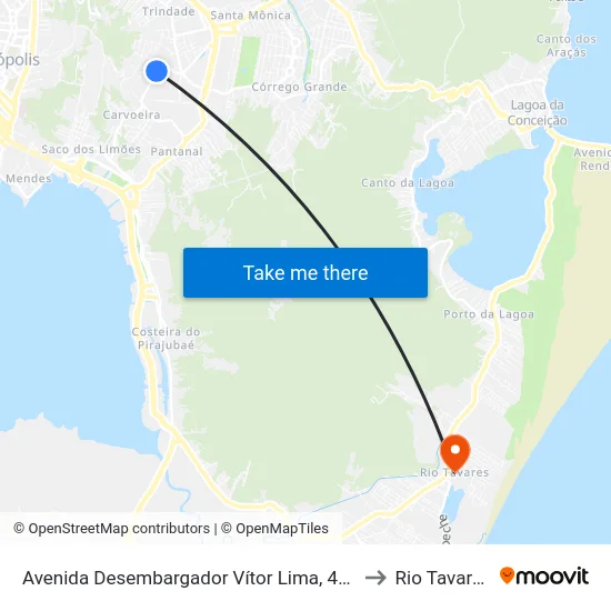 Avenida Desembargador Vítor Lima, 440 to Rio Tavares map
