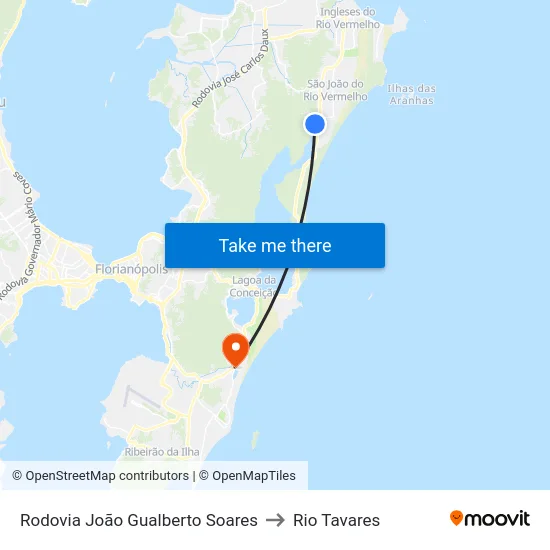 Rodovia João Gualberto Soares to Rio Tavares map